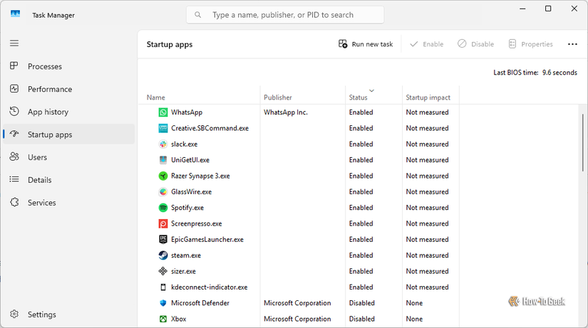 The Startup Apps displayed on a Windows 11 PC.