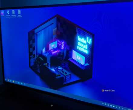 Bazzite desktop on a TV screen.