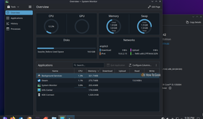 Bazzite system monitor and settings app open.