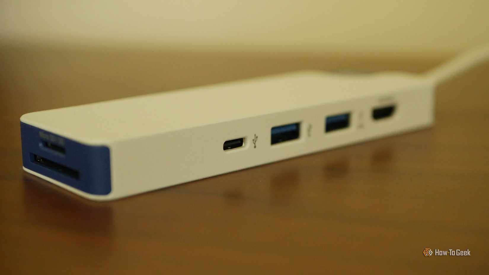USB-C and USB-A ports on the Hyper HyperDrive Flex USB-C hub.