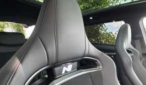 Close-up shot of the bucket seats in a 2025 Hyundai Ioniq 5 N.