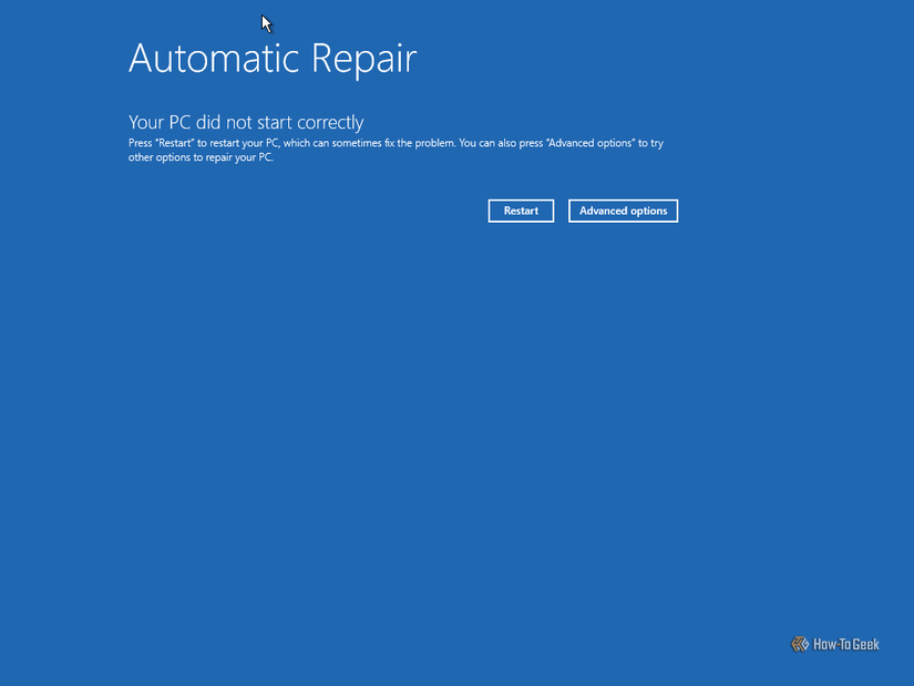 Advanced Options button in Windows.