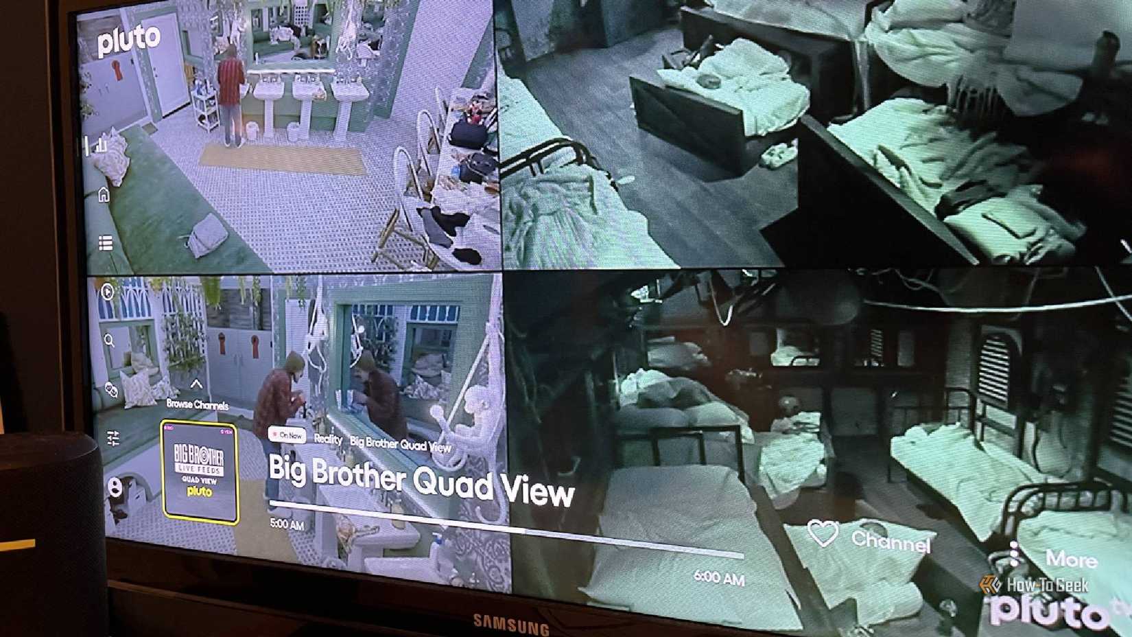 A look at the Pluto TV channel Big Brother Quad View