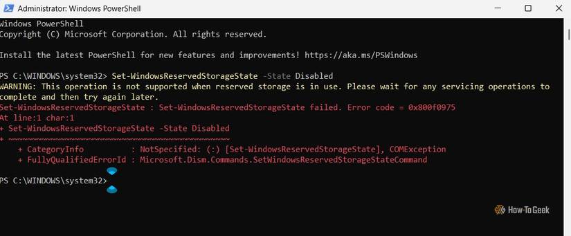 Reserved storage error in PowerShell.