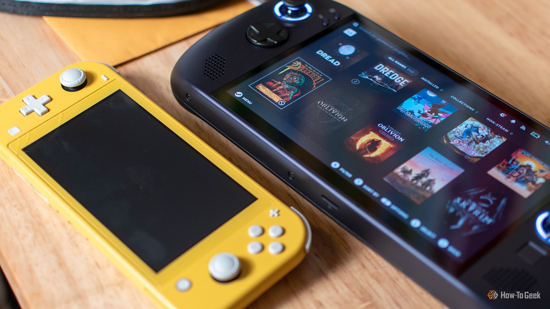 The Legion Go S with a Nintendo Switch Lite for scale.