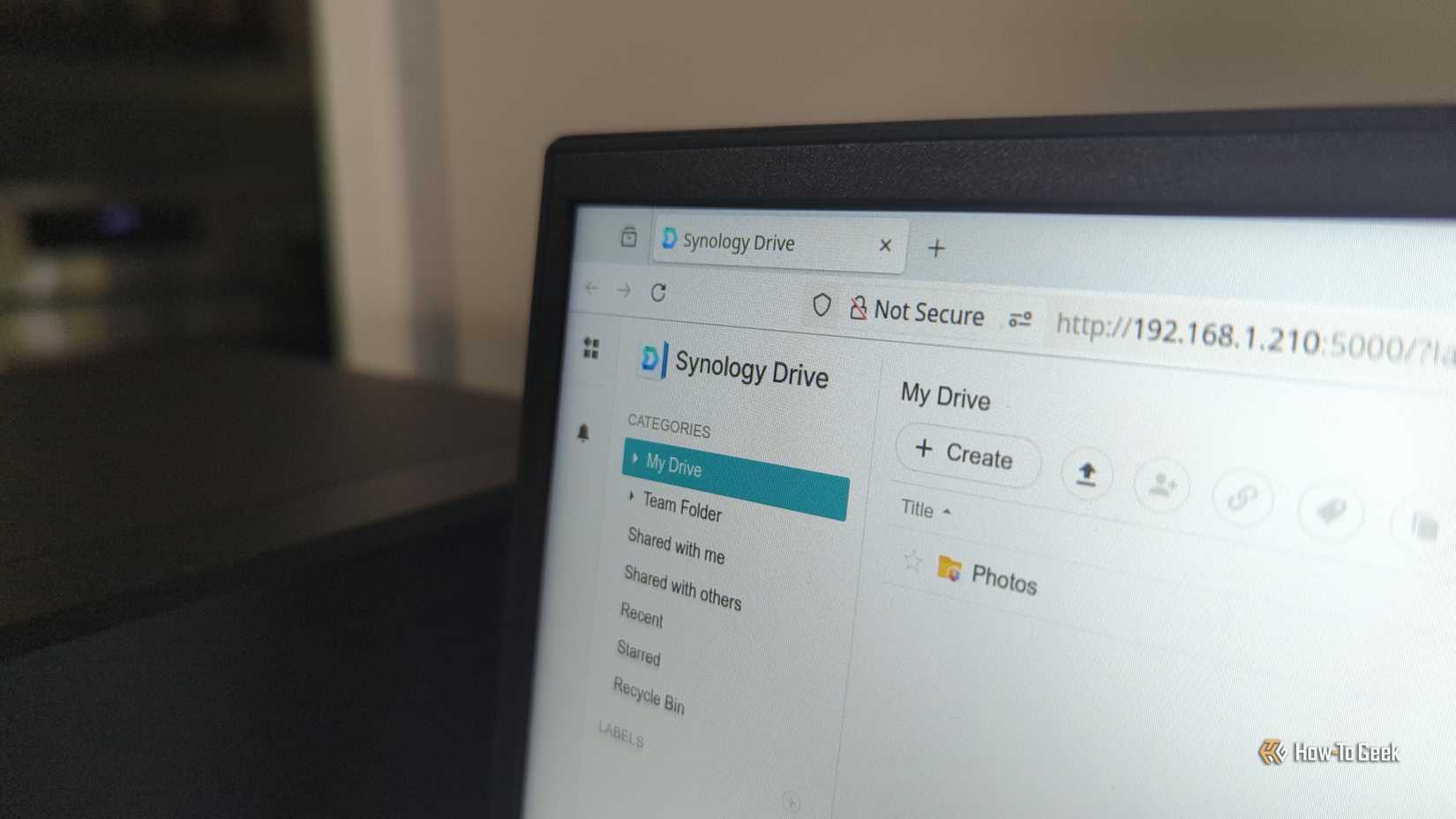 The Synology Drive app on a laptop computer screen.
