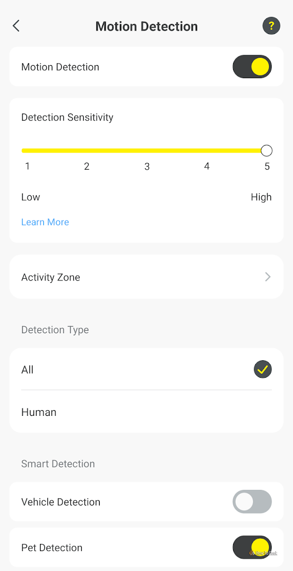The video settings on the Baseus Security S2 camera.
