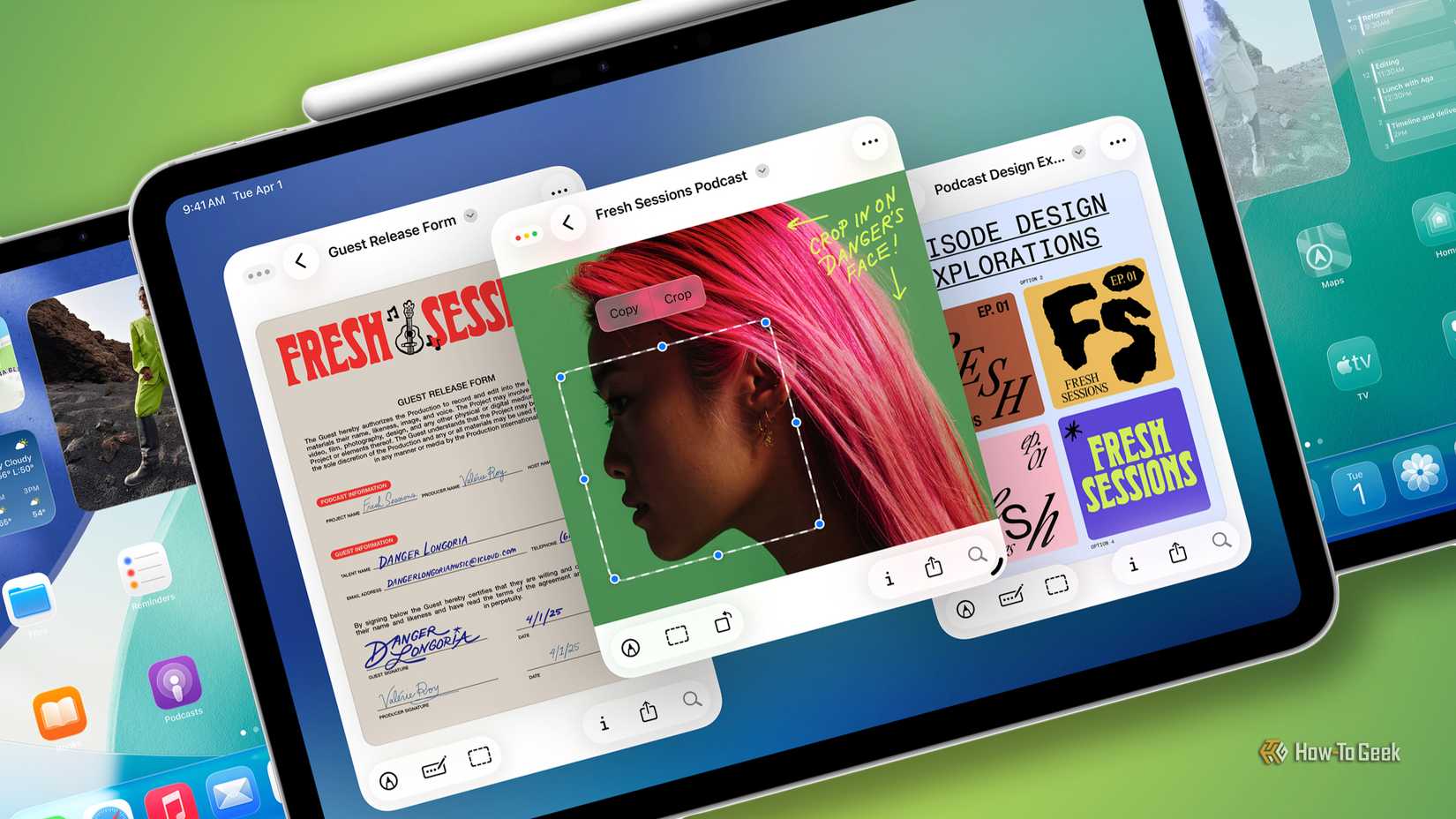 An iPad running iPadOS 26 with windows apps.