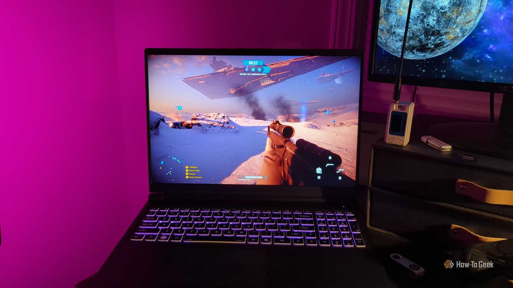A game being played on a the Kubuntu Focus M2 Gen 6 laptop.
