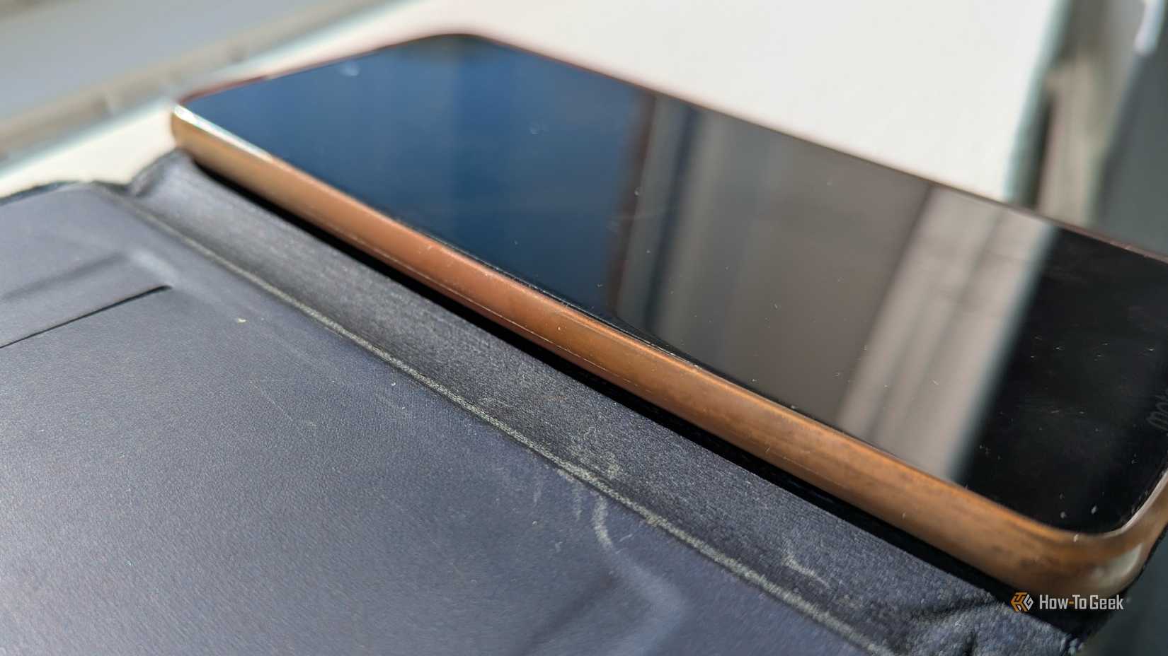 A yellowing phone case.