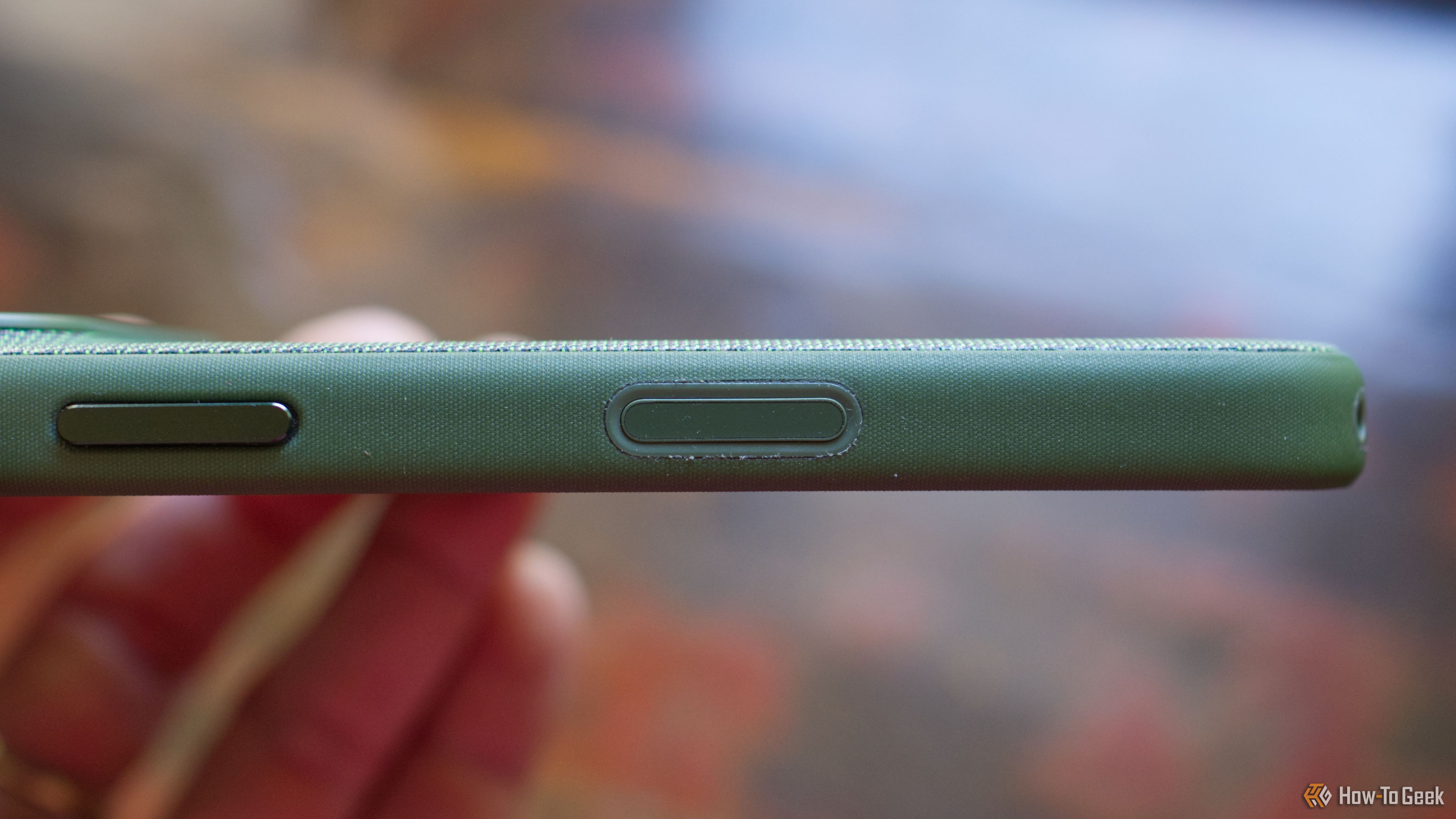 Apple iPhone 17 Pro TechWoven case with MagSafe Camera Control button.