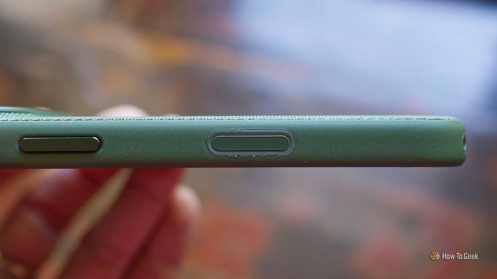 Apple iPhone 17 Pro TechWoven case with MagSafe Camera Control button.