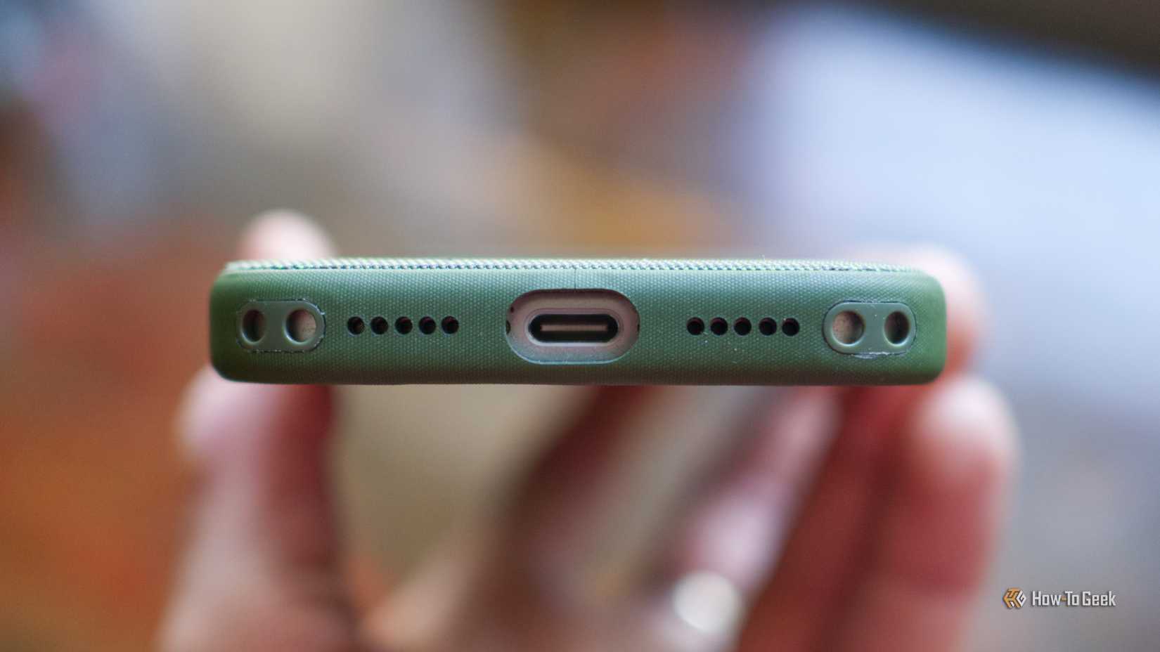 Apple iPhone 17 Pro TechWoven case with MagSafe charging port cutout.