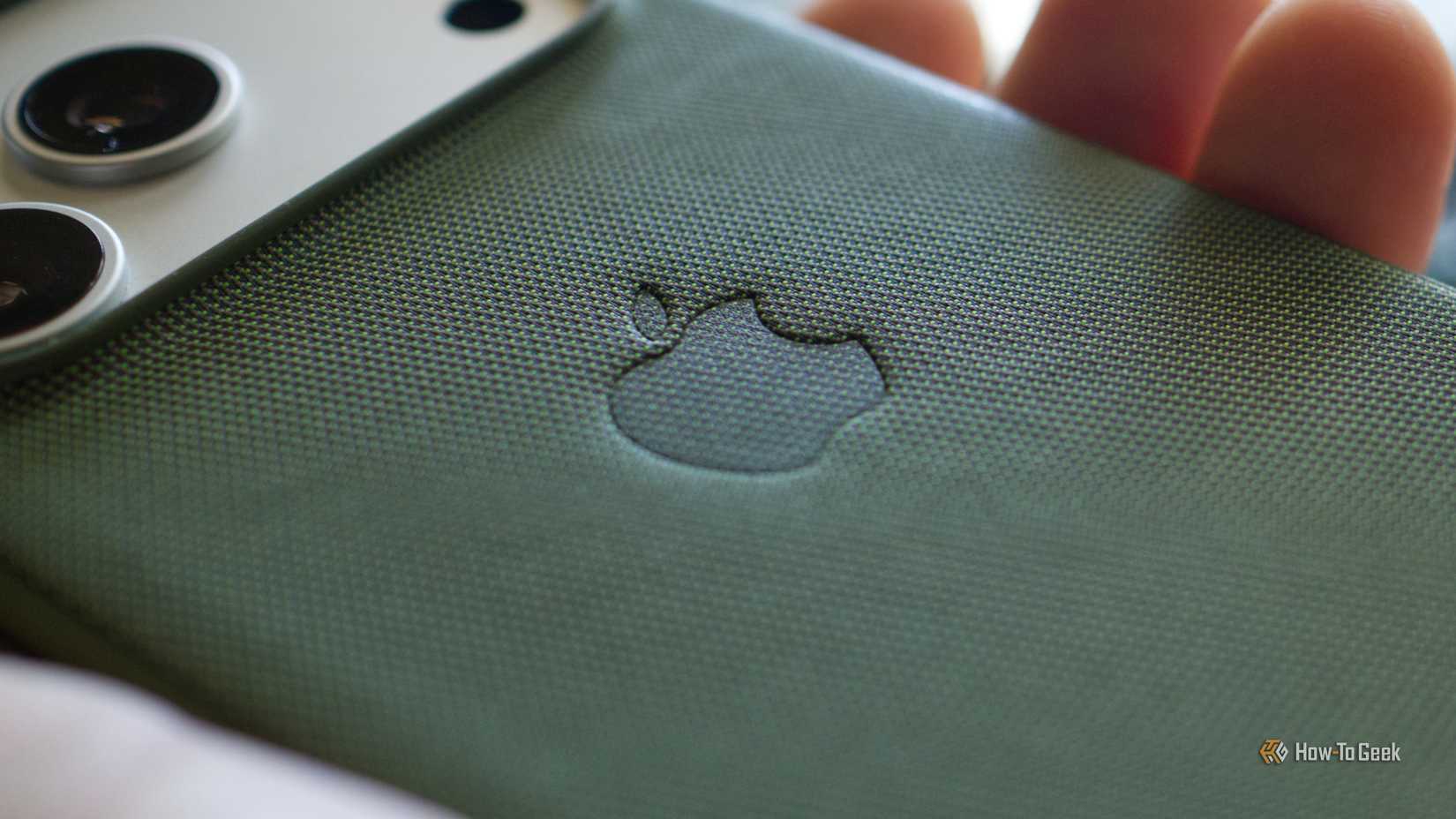 Apple iPhone 17 Pro TechWoven case with MagSafe fabric closeup.