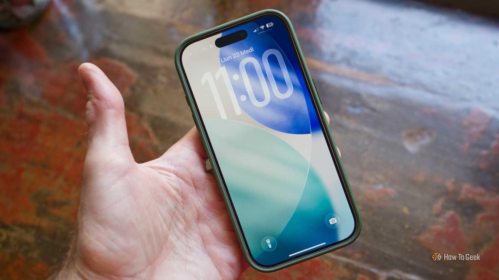 Apple iPhone 17 Pro TechWoven case with MagSafe face up.