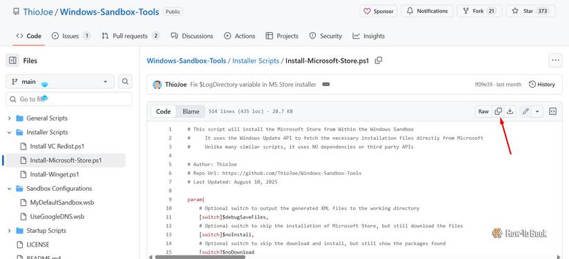 Copy option in GitHub page.