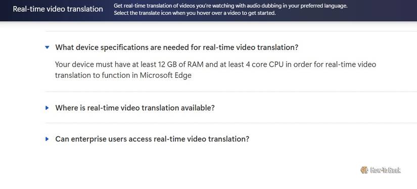 FAQ page of Edge AI translation feature.