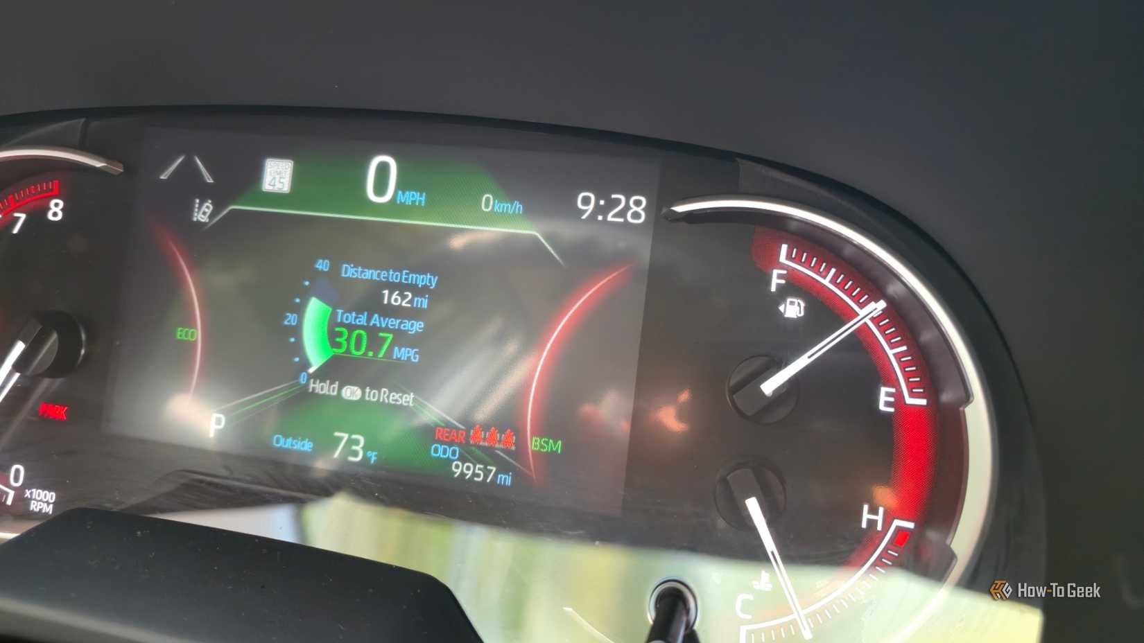 Fuel gauge on a Toyota Rav4.