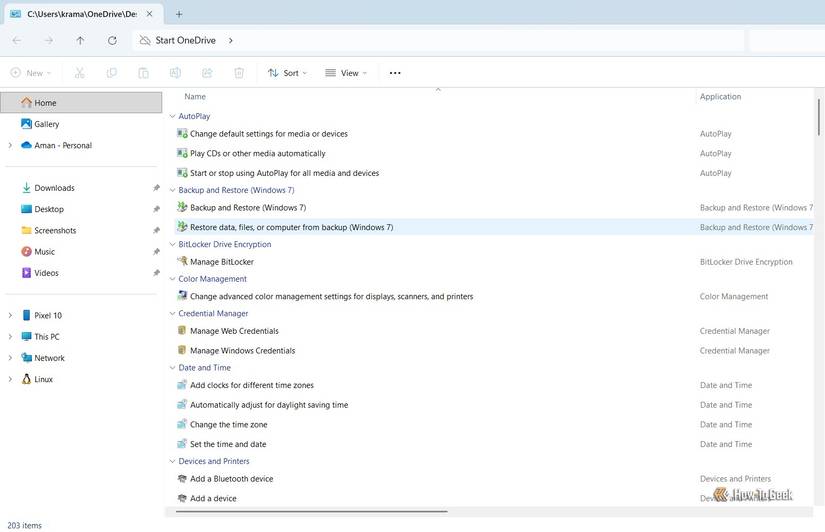 God Mode folder in Windows 11.