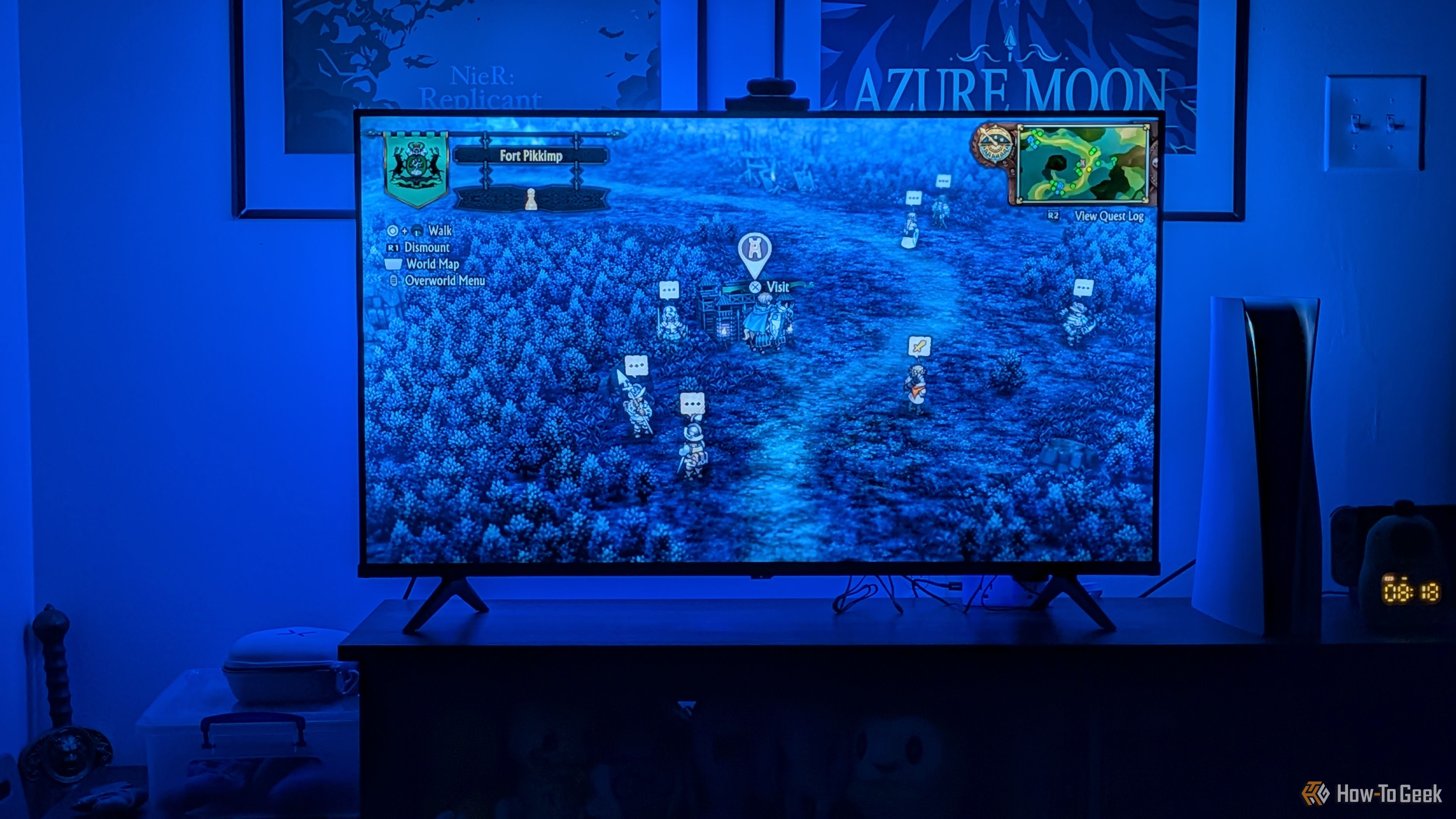 Govee TV Backlight 3 Pro in the dark with a game on the screen.