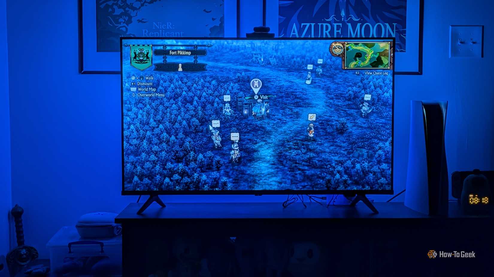 Govee TV Backlight 3 Pro in darkness with a game on the screen.