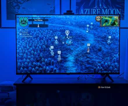 Govee TV Backlight 3 Pro in the dark with a game on the screen.