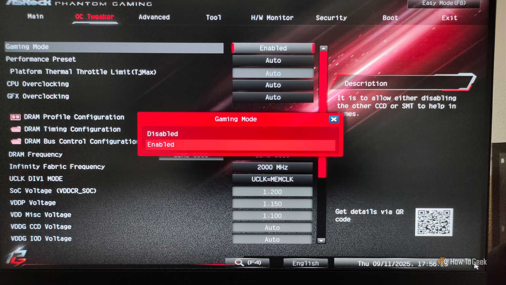 The Gaming Mode on an AsRock motherboard.