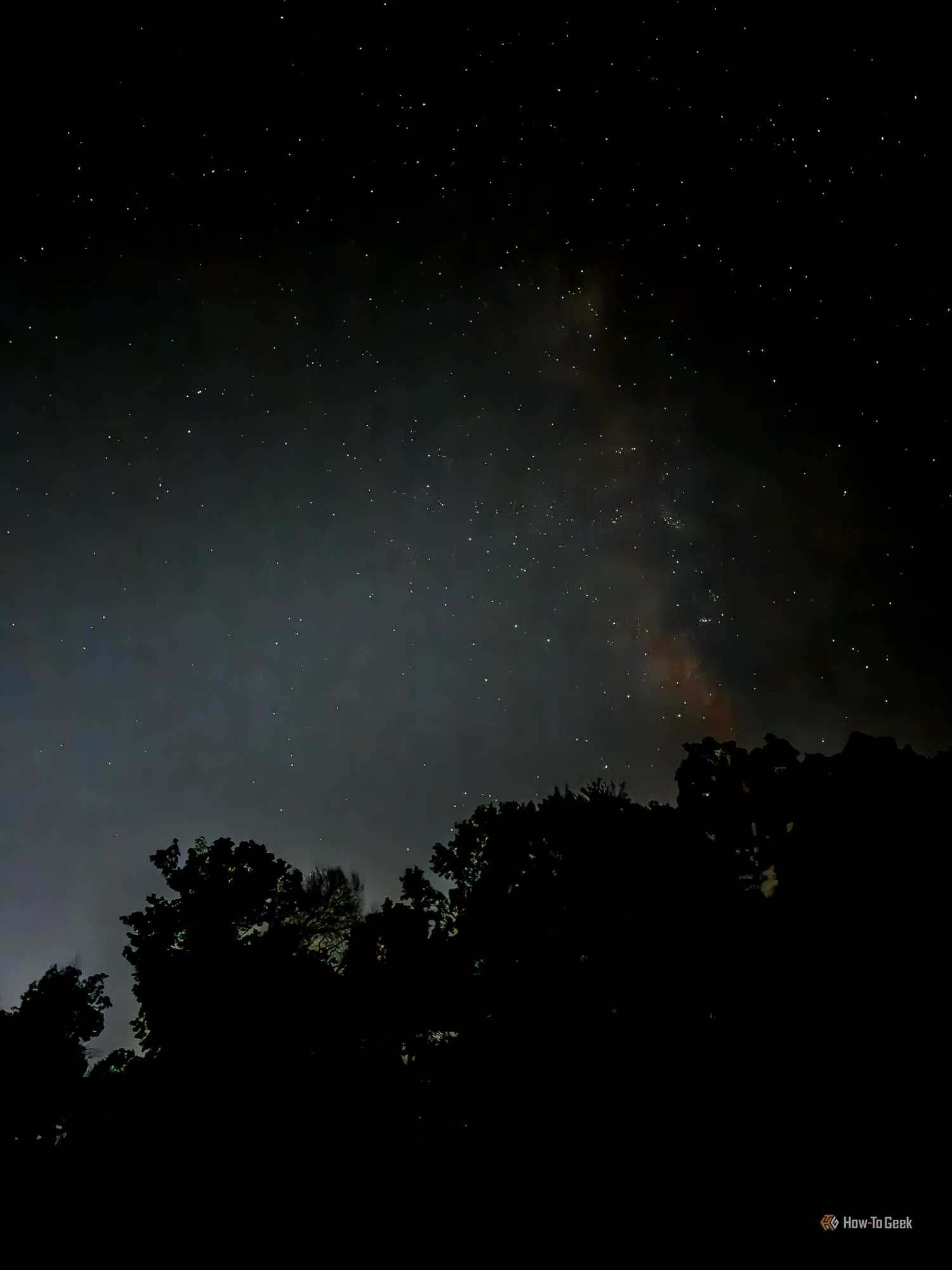 An image of the Milky Way in the night sky taken on an iPhone 15 Pro.