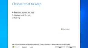 Keep files, apps and settings option in Windows Installation.