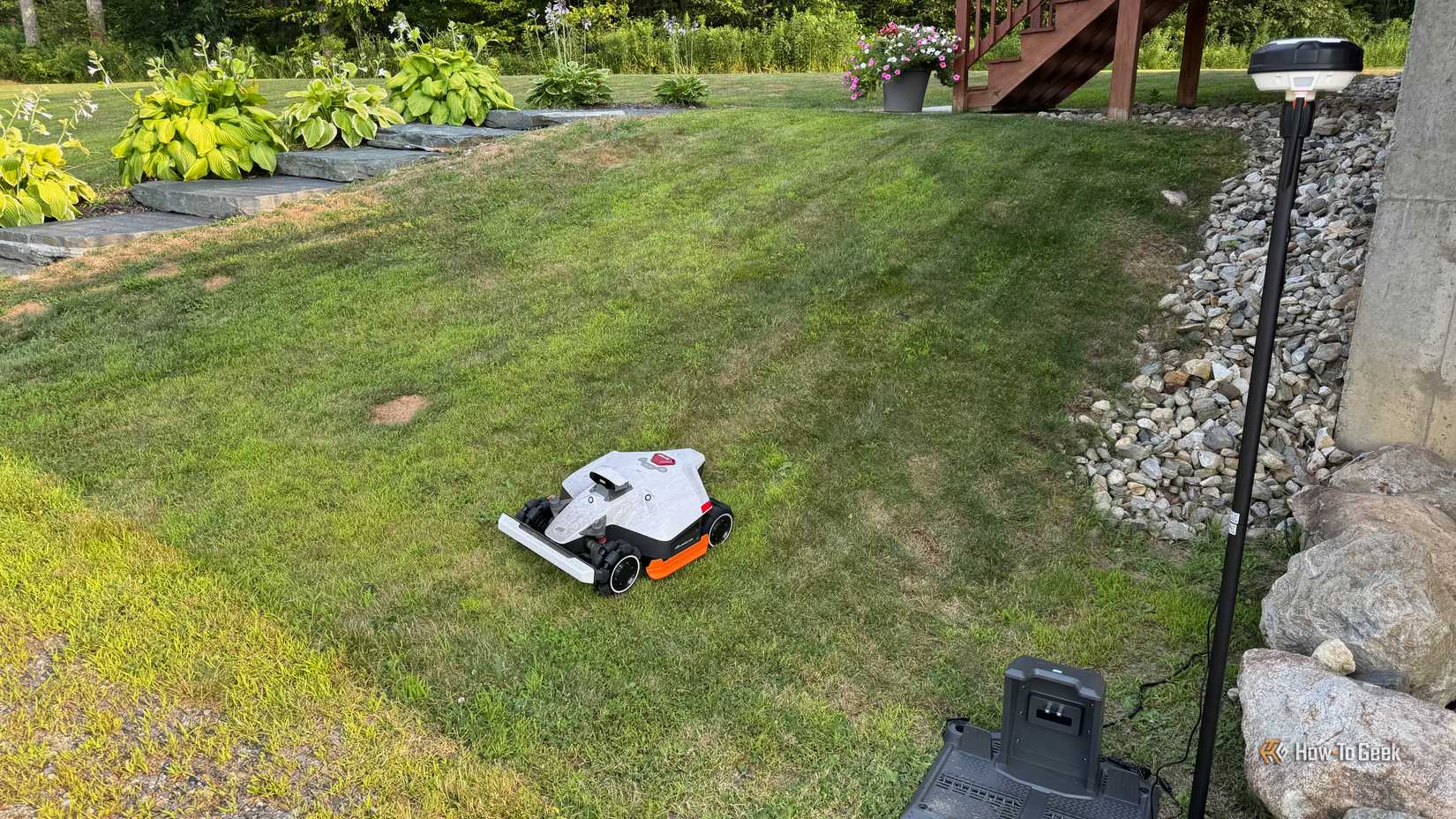 Mammotion Luba 2 AWD robot lawn mower and charge station.