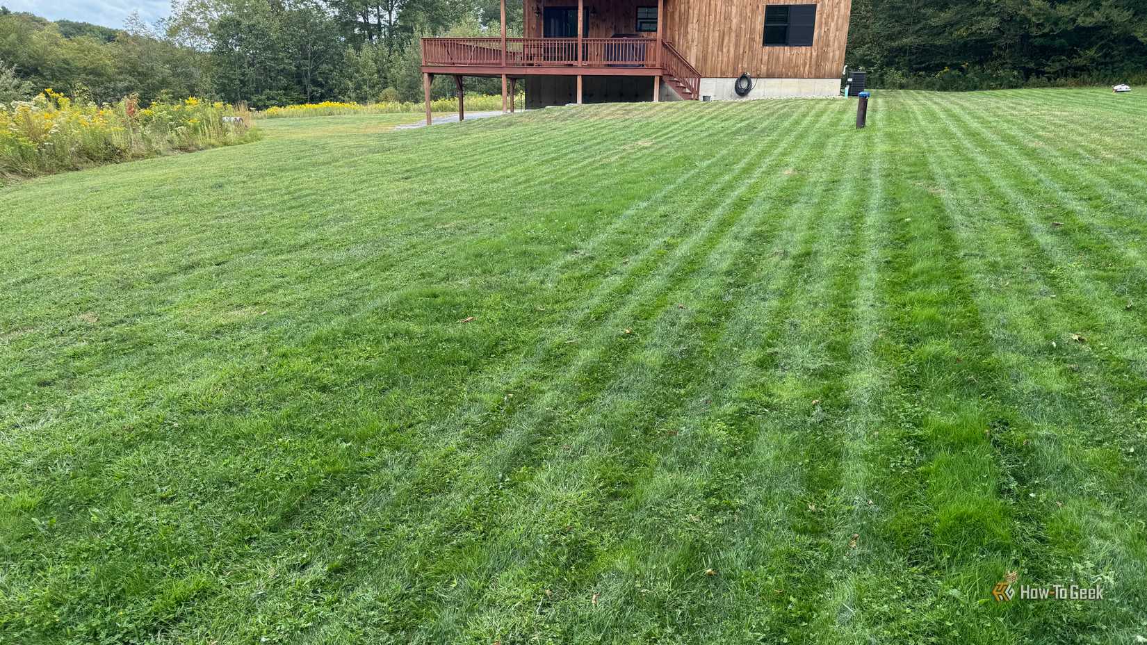Mowing lines from a robot lawn mower.