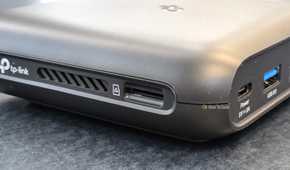 MicroSD card slot on the TP-Link AX3000 travel router.