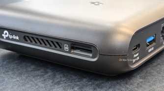 MicroSD card slot on the TP-Link AX3000 travel router.