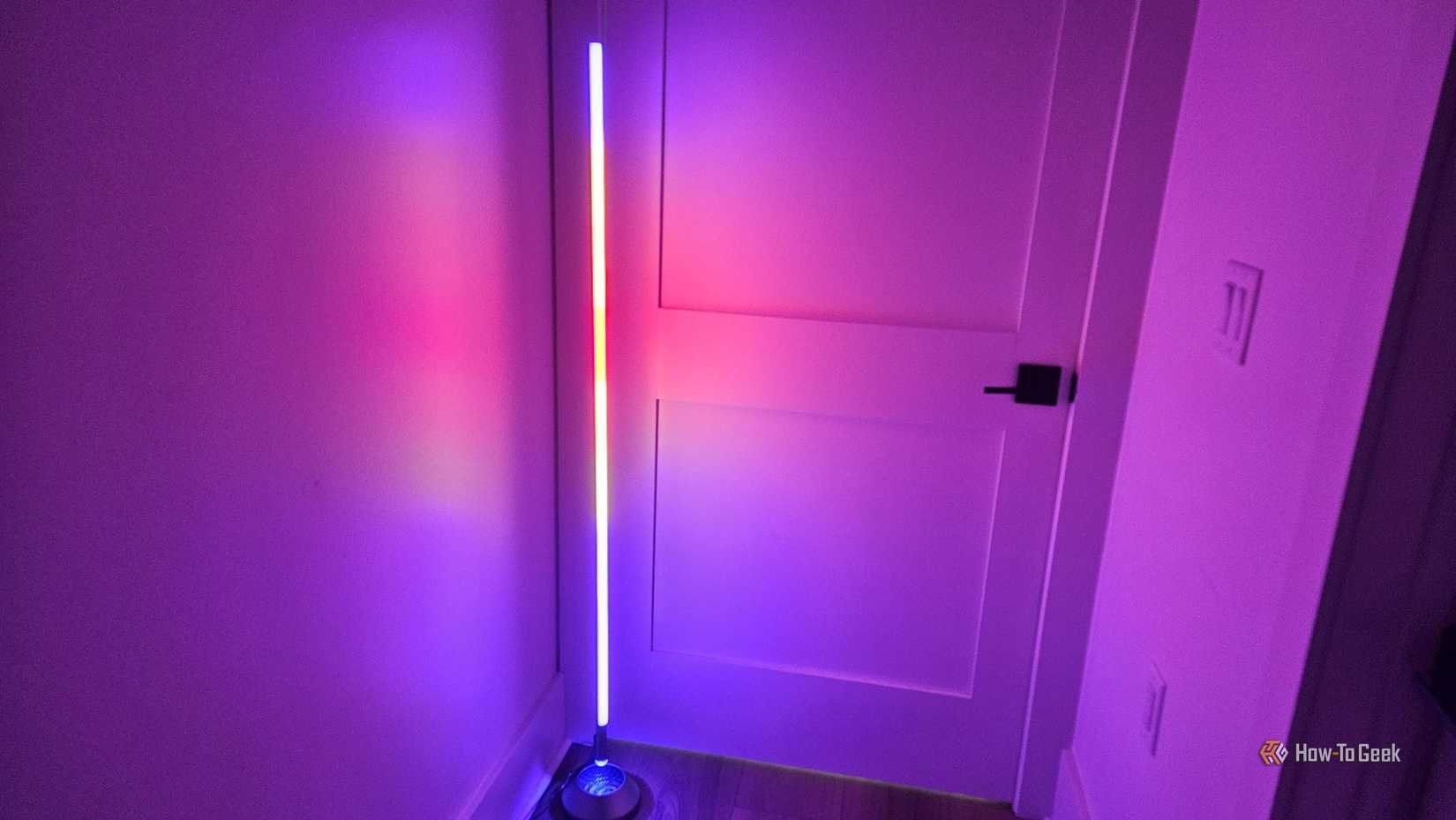 The Neewer NF01 smart corner lamp in a multicolor pattern.