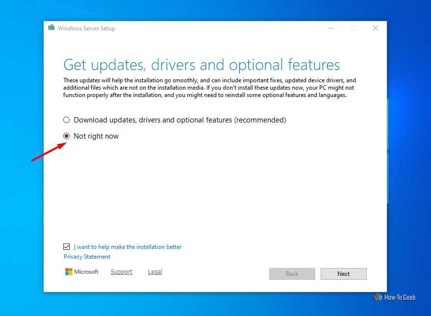 Not right now option in Windows installation.-1