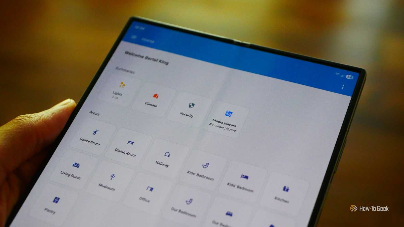 The experimental home dashboard in Home Assistant on a Samsung Galaxy Z Fold 6.