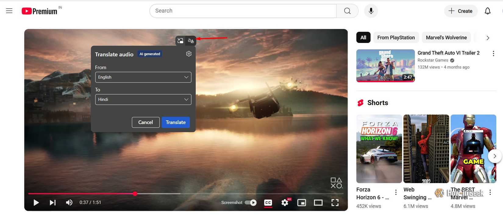 Translate icon in Edge.