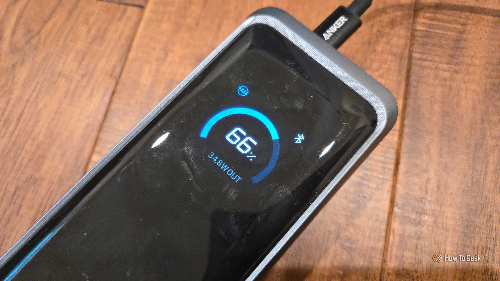Current battery percentage on an Anker Prime power bank.