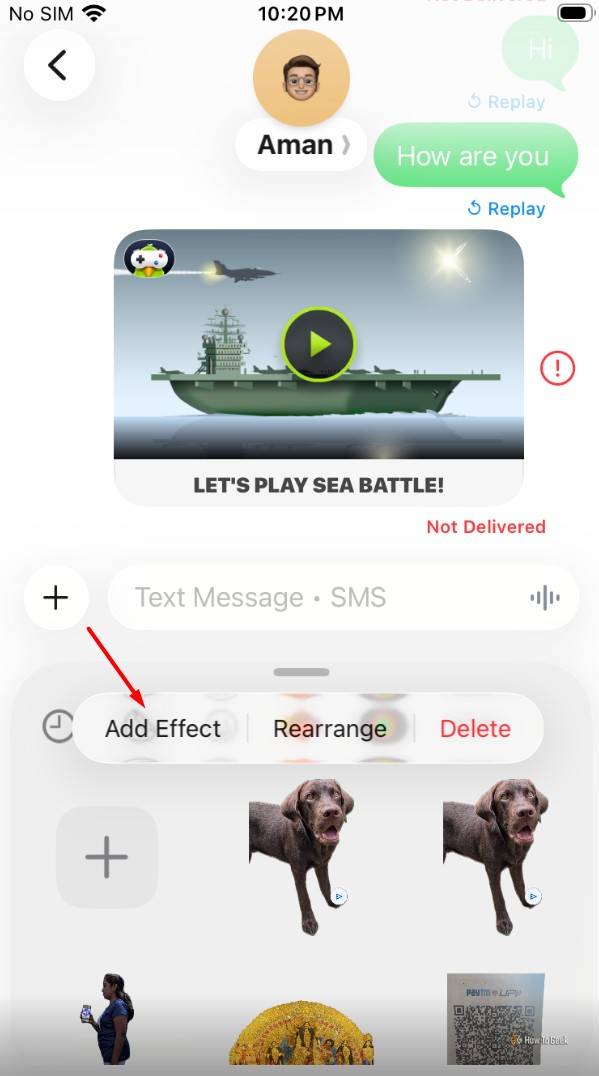 Add Effect option in iMessage.