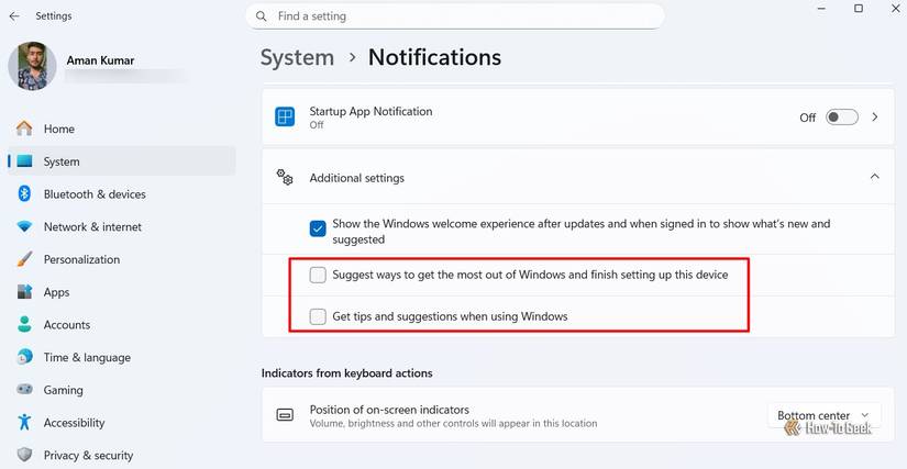 Раздел дополнительных настроек в приложении Настройки.