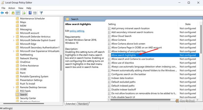 Permitir política de destaques de pesquisa em LGPE.