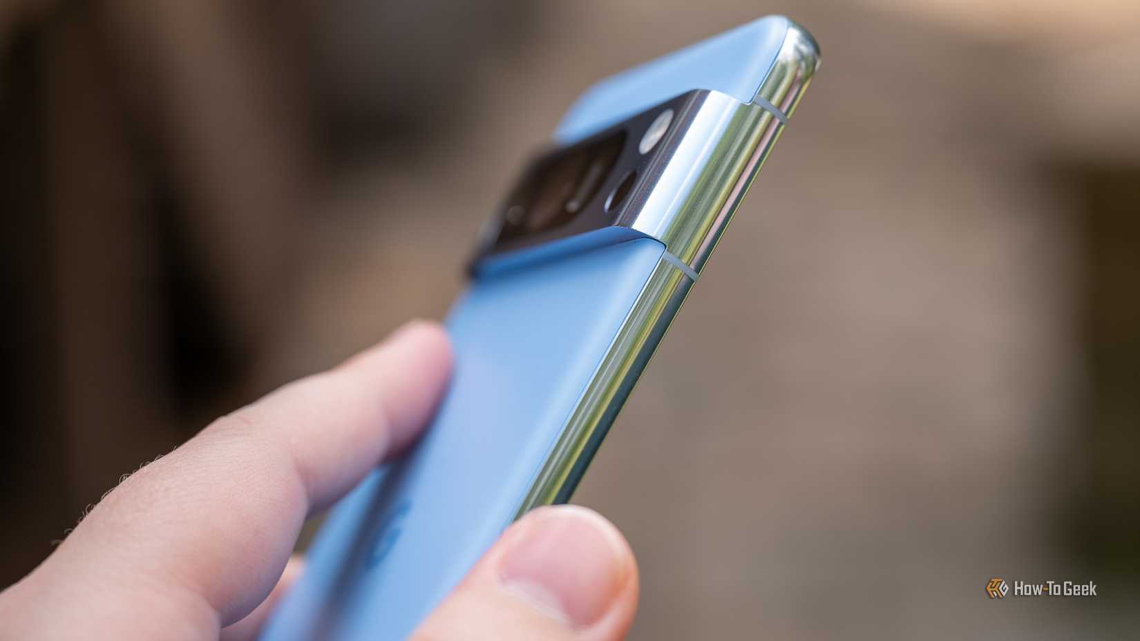 Closeup of the metal unibody frame on the Google Pixel 8 Pro.