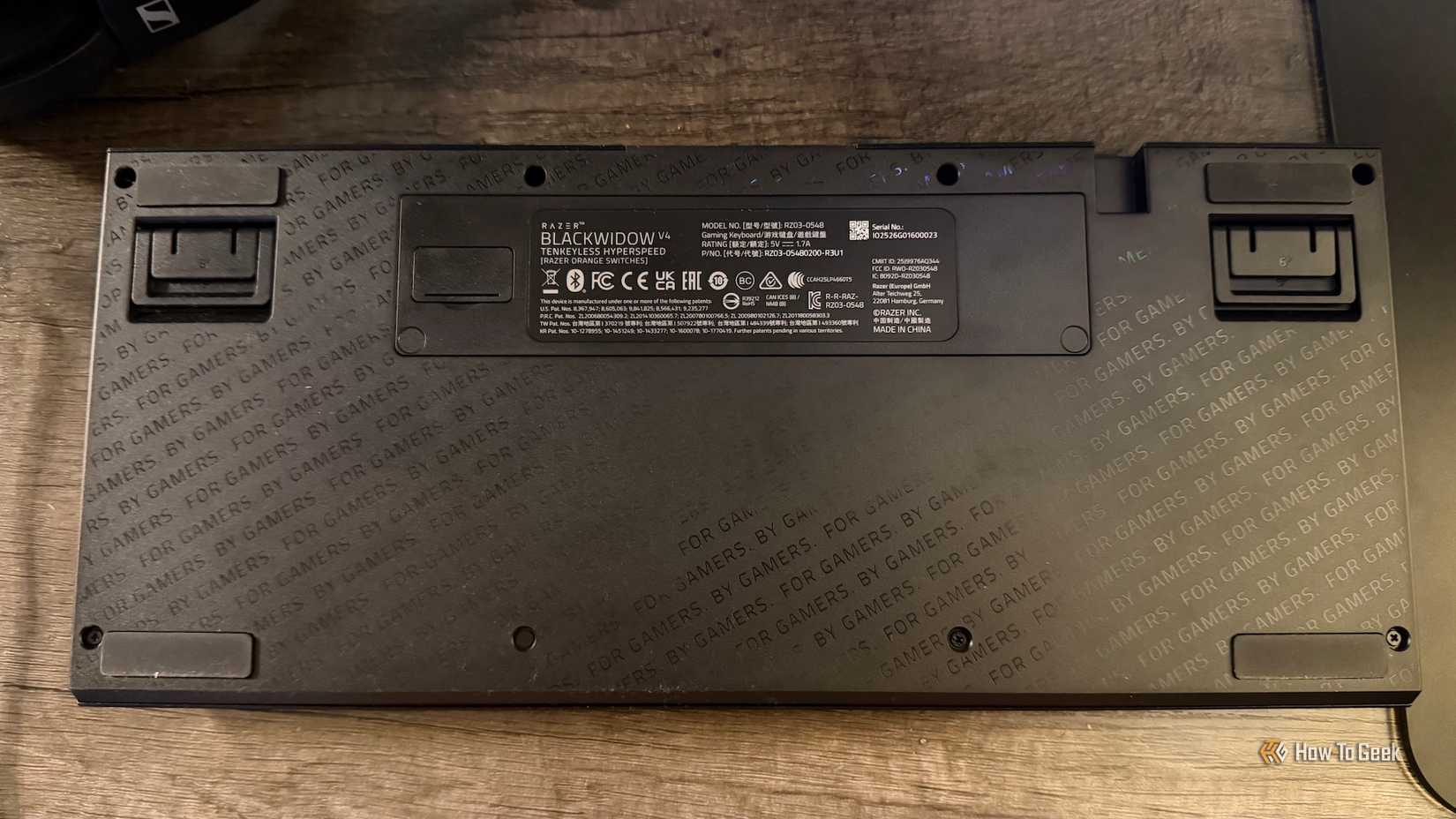 The bottom case of the Razer BlackWidow V4 Tenkeyless Hyperspeed.