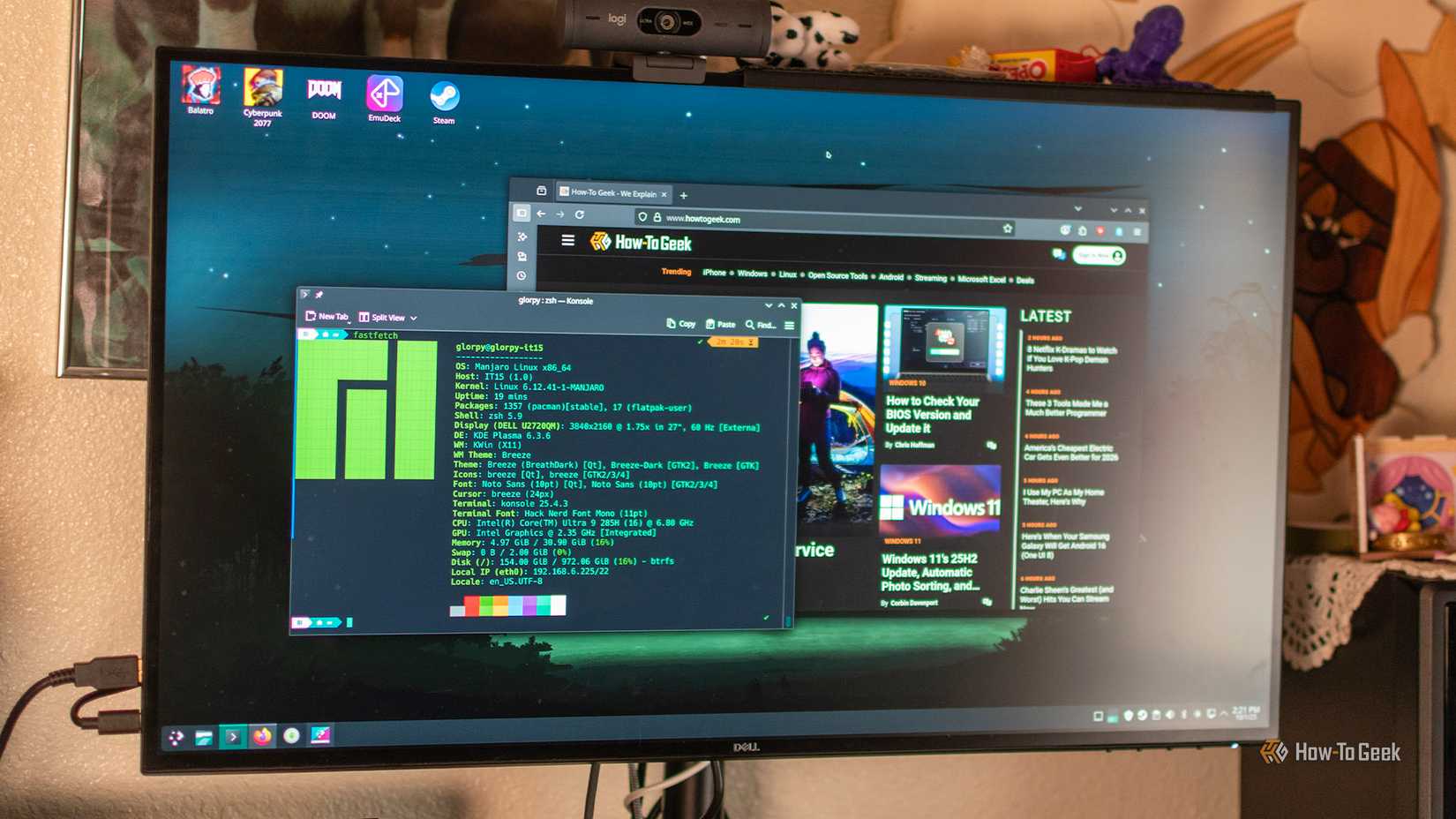 Manjaro Linux em execução no geekom it15.