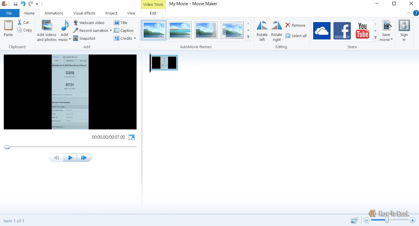 Media uploaded in Moview Maker.