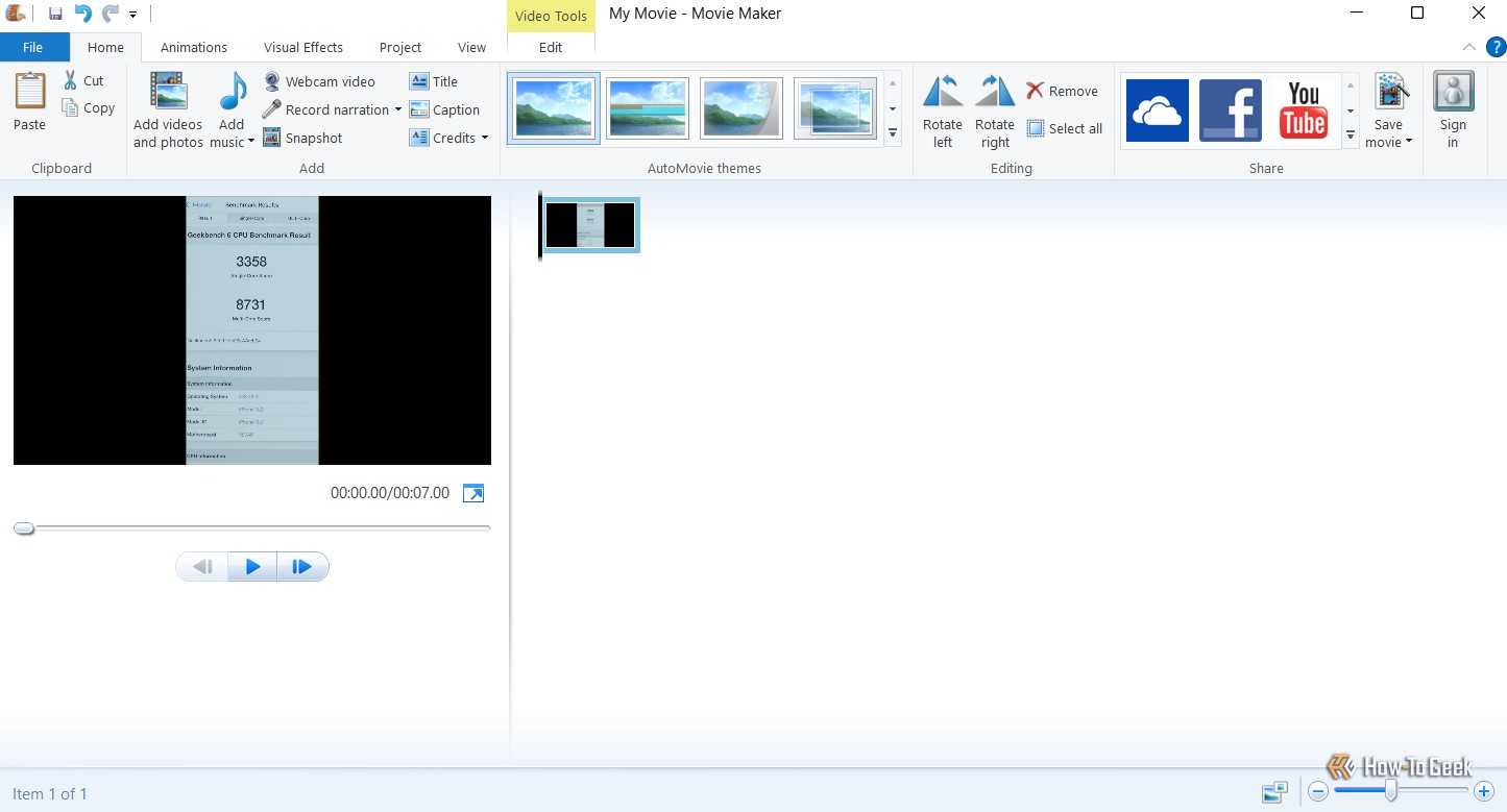 Media uploaded in Moview Maker.