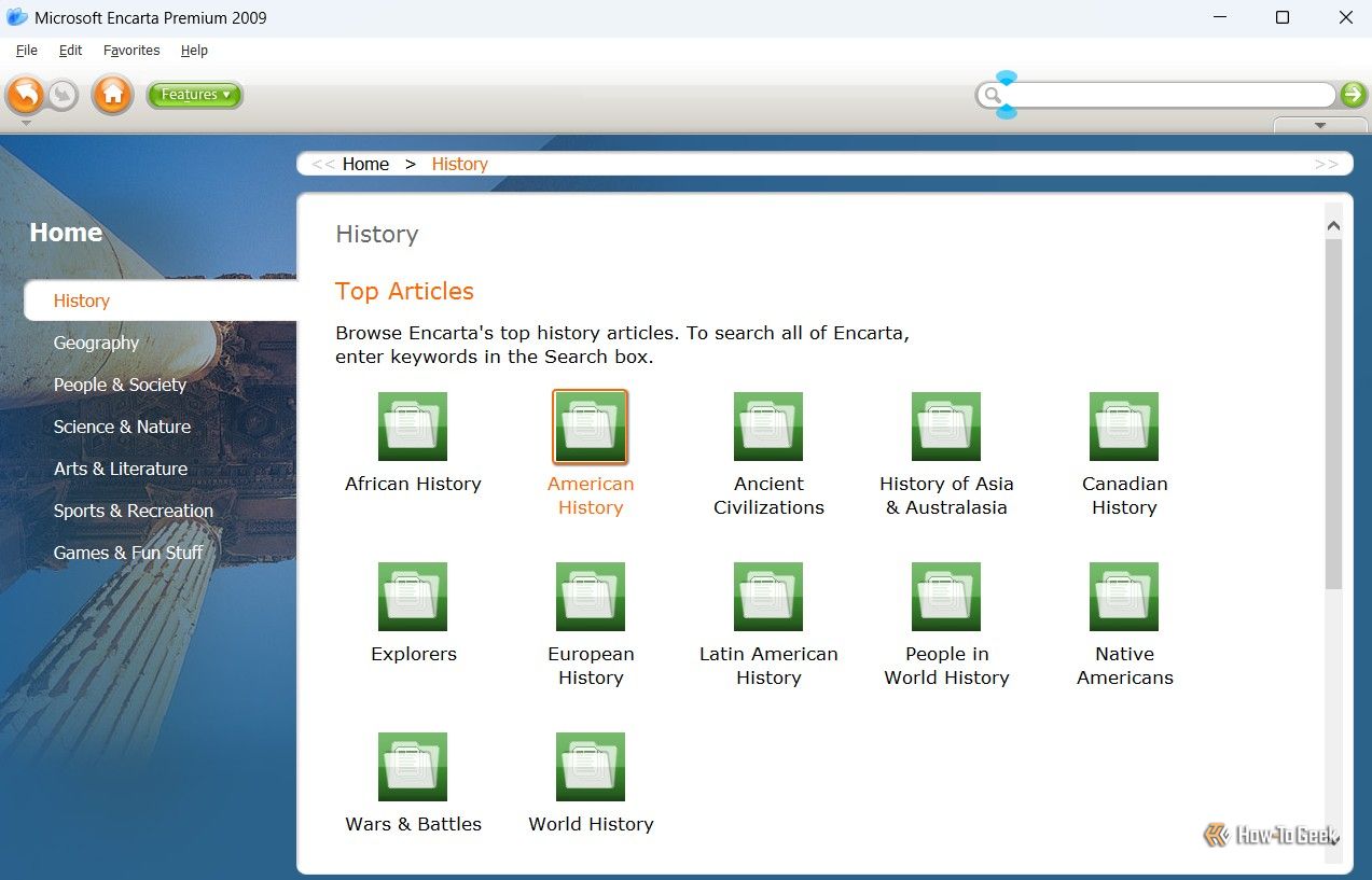 Microsoft Encarta History's page.