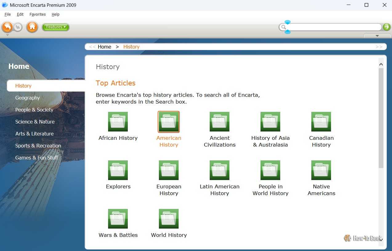Microsoft Encarta History's page.