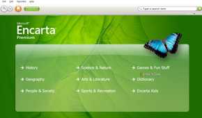 Microsoft Encarta homepage.