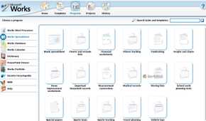 Program tab in Microsoft Works.
